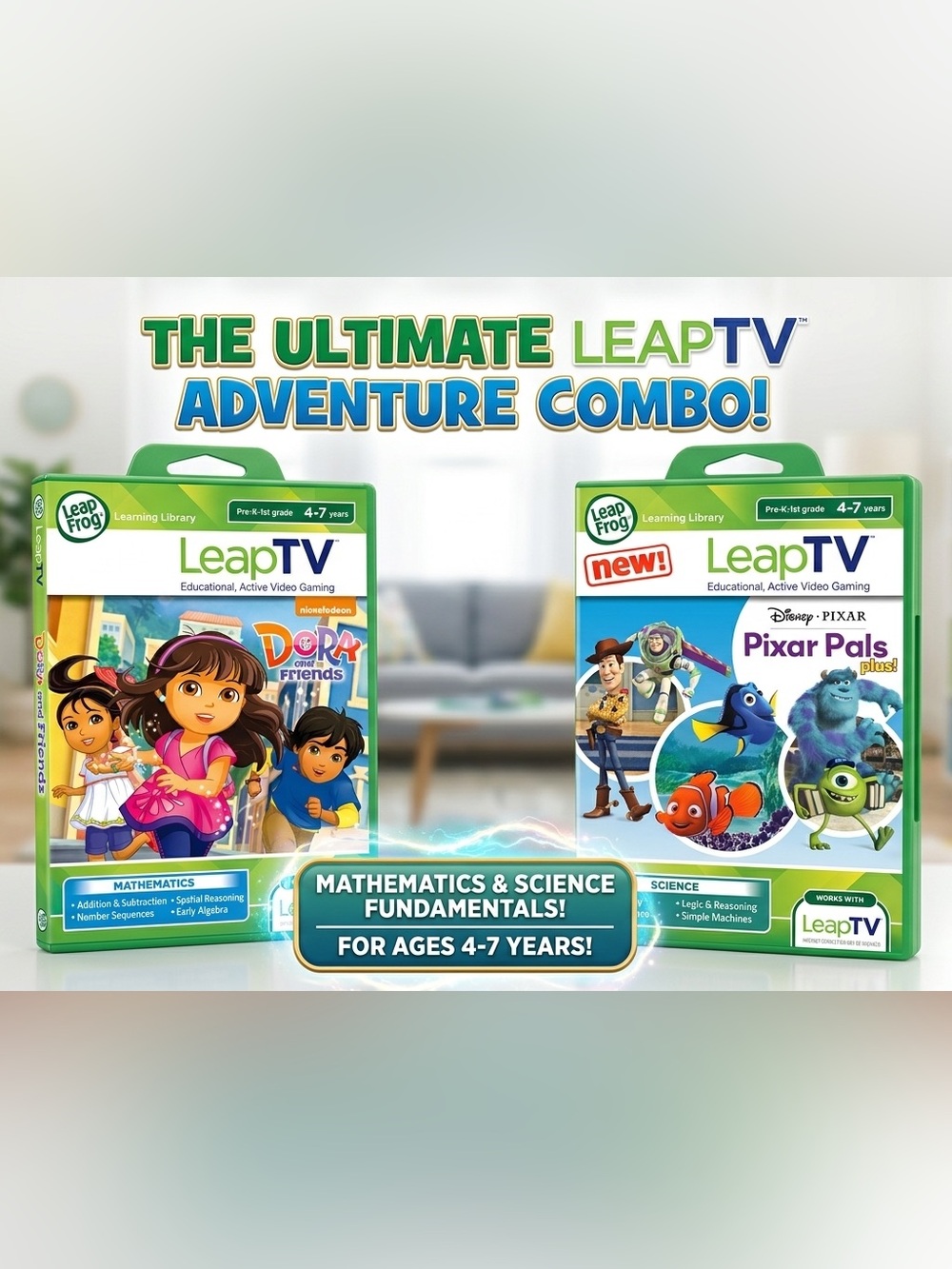 LeapTV Dora & Pixar Pals Bundle NEW Sealed Kids Learning Games